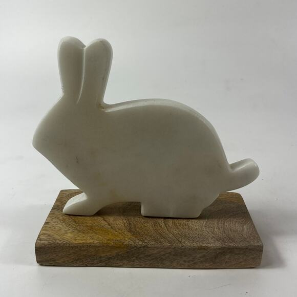 Carved Marble Bunny Rabbit Decor Shelf Desk Cabincore Easter Gift Home Display - Picture 3 of 11